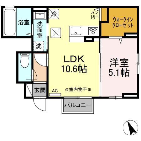 URBAN OMACHI(1LDK/1階)の間取り写真