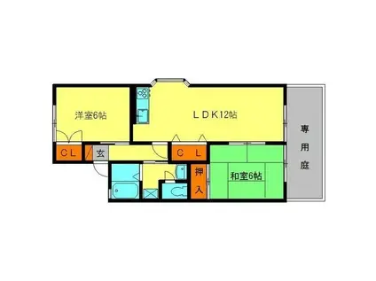 セジュールリカーII(2LDK/1階)の間取り写真