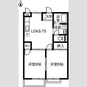 KS HOUSE B棟(2LDK/2階)の間取り写真