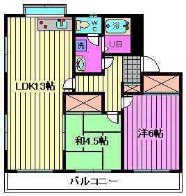 加藤マンション(2LDK/2階)の間取り写真