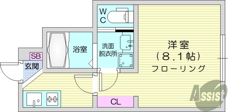 レクエルドⅠ(1K/1階)の間取り写真