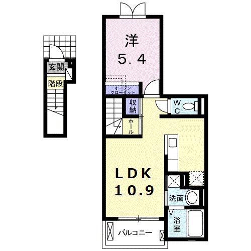 エクイティ(1LDK/2階)の間取り写真