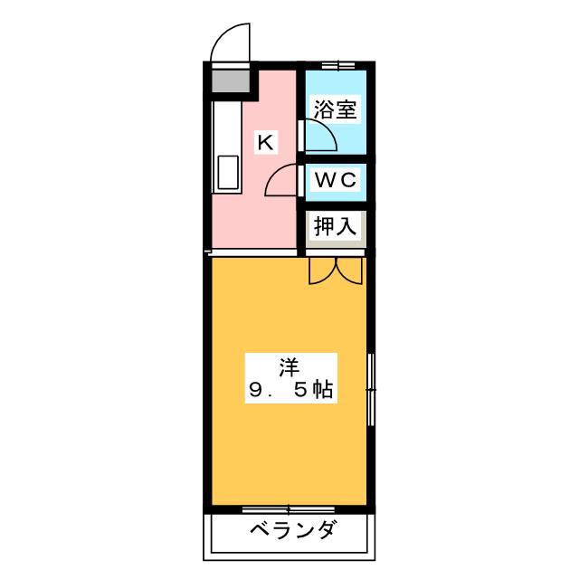 ヤングサミットII(1K/2階)の間取り写真
