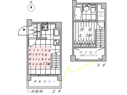 カシータ雑司が谷(1LDK/2階)の間取り写真