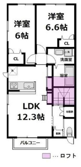 ラ・メゾン・フルーリ(2LDK/2階)の間取り写真