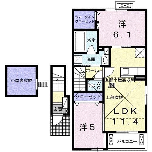 シエロ ガーデン I(2LDK/2階)の間取り写真