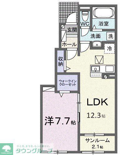 ベルデュール V(1LDK/1階)の間取り写真