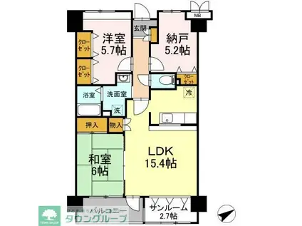 ソレイユ華(2SLDK/3階)の間取り写真