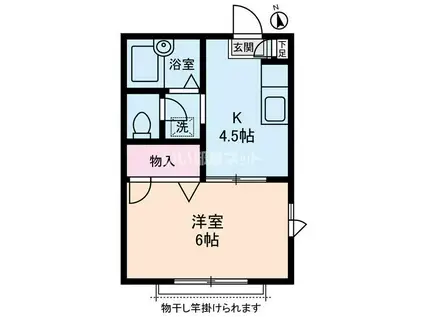 フラワーヒル(1K/2階)の間取り写真