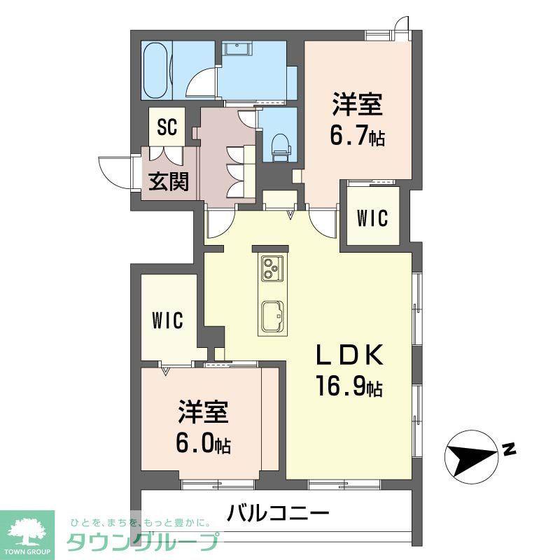 グランシャレ クラウン(2LDK/3階)の間取り写真