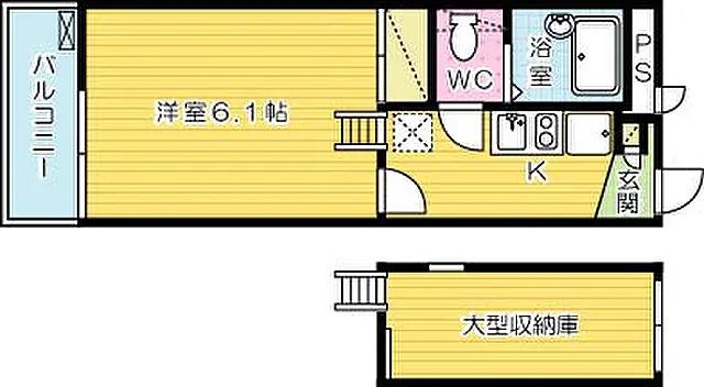 中津口レジデンス(1K/1階)の間取り写真