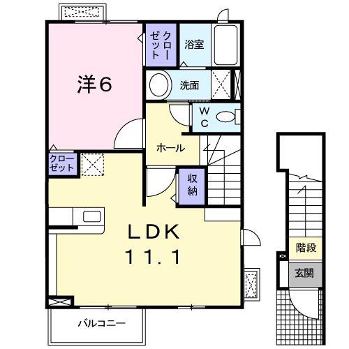 ラピス・ララ(1LDK/2階)の間取り写真
