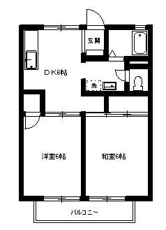 パレーシャル山口B(2DK/2階)の間取り写真