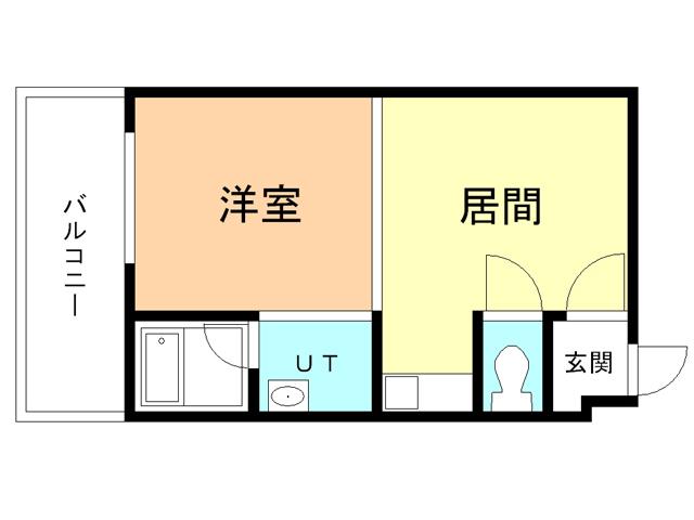 ハイツグリンサイド絵鞆(1DK/1階)の間取り写真