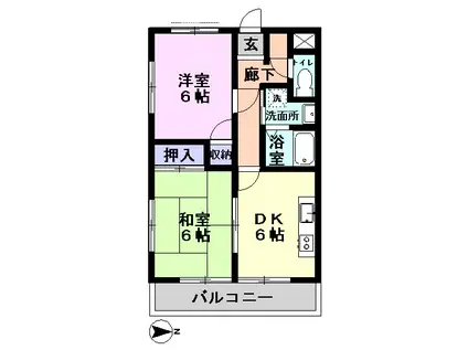 ミートップビル(2DK/3階)の間取り写真