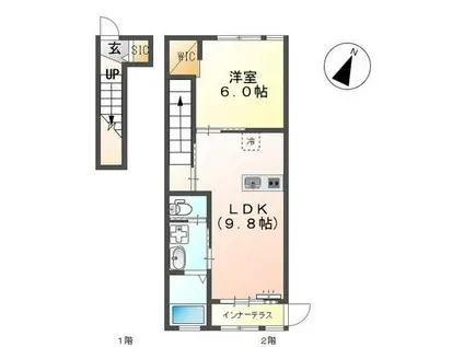 サウザントライト(1LDK/2階)の間取り写真