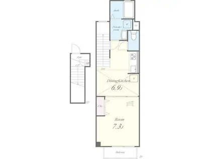 ラルジュ・レーヴ(1DK/2階)の間取り写真