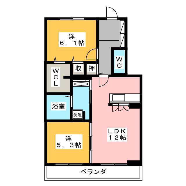 ハーベスト大塚(2LDK/3階)の間取り写真