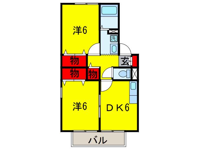 マミ・セントラルハイツE(2DK/1階)の間取り写真