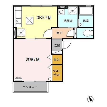 エムロードII(1DK/1階)の間取り写真