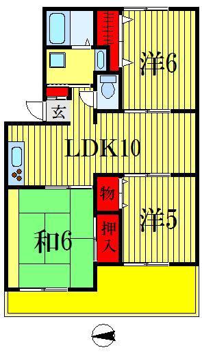 グランシャリオ船橋(3LDK/3階)の間取り写真