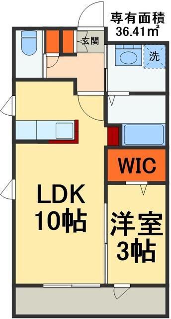 グランコート稲毛(1LDK/2階)の間取り写真