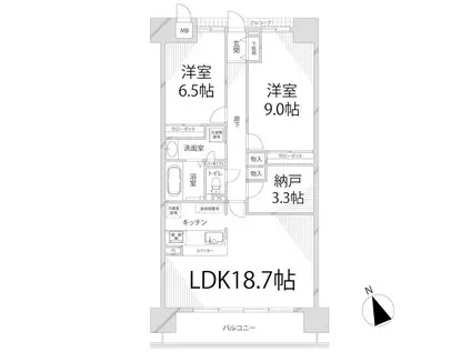 キャッスルコート飾磨(2SLDK/8階)の間取り写真