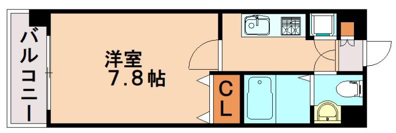 ルシエール高宮(1K/8階)の間取り写真