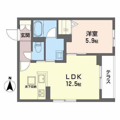 シャーメゾン レグ 北山(1LDK/1階)の間取り写真