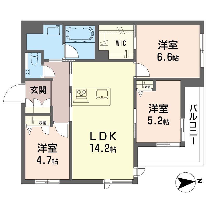 グレイッシュフジシマ(3LDK/2階)の間取り写真
