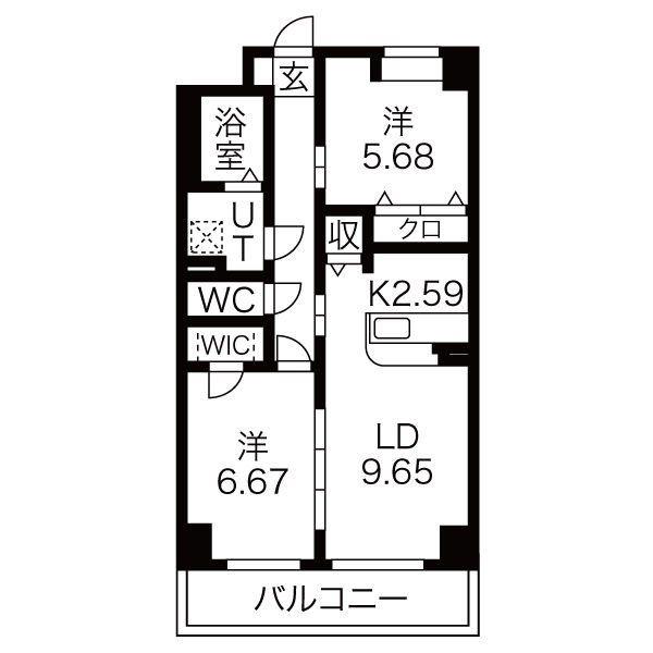 S-FORT 鶴舞 REALE(2LDK/8階)の間取り写真
