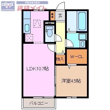 MITANDA HEIGHTS A(1LDK/2階)の間取り写真