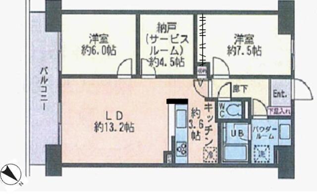 ドゥーエ南長崎(2SLDK/3階)の間取り写真