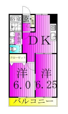 サンモール大塚(2DK/1階)の間取り写真