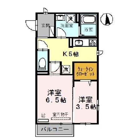 ミルクレール アネックスB棟(2K/2階)の間取り写真