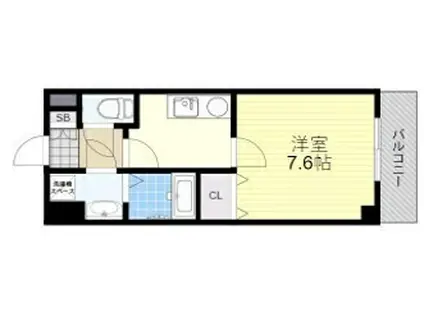 MESSAGE大工大前(1K/4階)の間取り写真