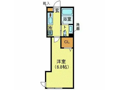 フェリーチェ洗足池(1K/2階)の間取り写真