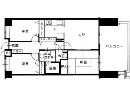 ルミナス百道(3LDK/2階)の間取り写真
