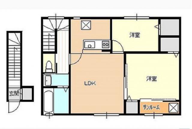 ヒルズ聖籠I(2LDK/2階)の間取り写真