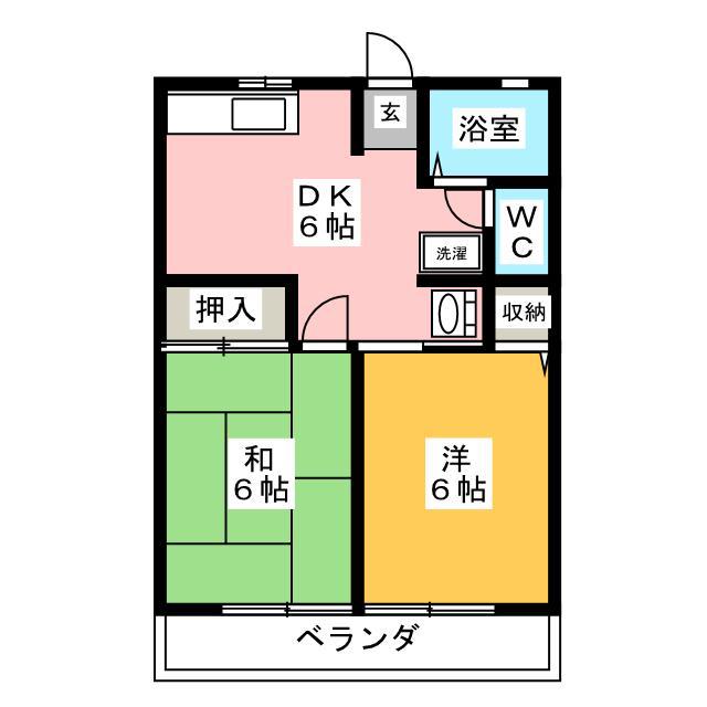 シティハイムひまわり(2DK/1階)の間取り写真