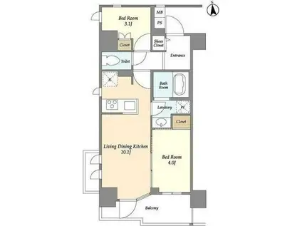 アプリーレ東中野(2LDK/2階)の間取り写真