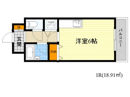 ウエスト ポイント(ワンルーム/10階)の間取り写真