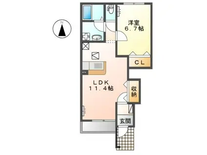 M・CITY弐番館(1LDK/1階)の間取り写真