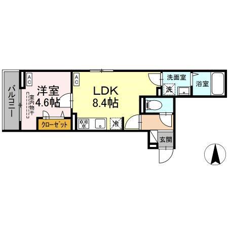 グラナーデ扇I D(1LDK/3階)の間取り写真