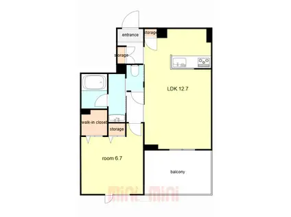 ディアメゾン南塚口(1LDK/2階)の間取り写真