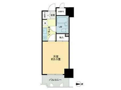 ダイアパレスプレステージ上杉(1K/2階)の間取り写真