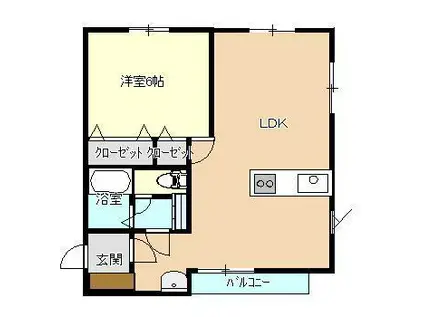 ローゼスI(1LDK/2階)の間取り写真