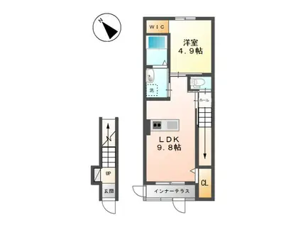 ルナII(1LDK/2階)の間取り写真