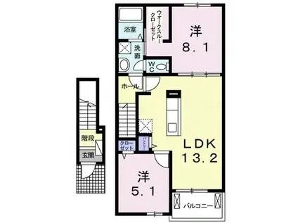 アンソレイエ VI(2LDK/2階)の間取り写真