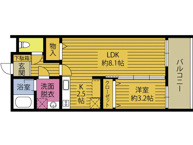 吉弘神社アパート工事(1LDK/1階)の間取り写真